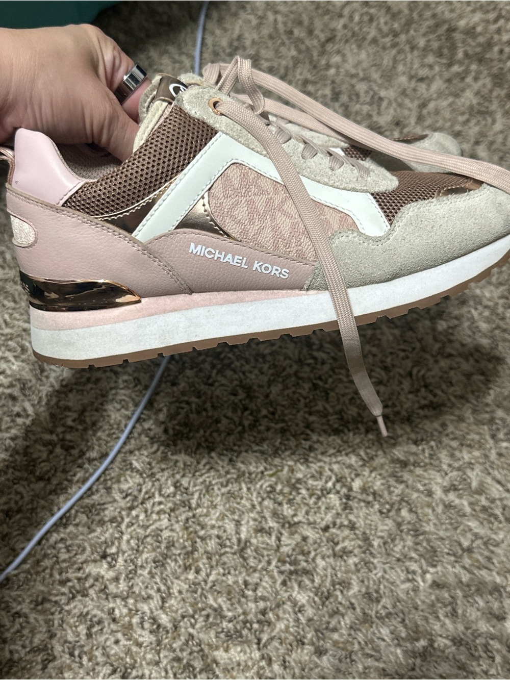 Michael Kors Blush Pink & White Mixed-Material Runner